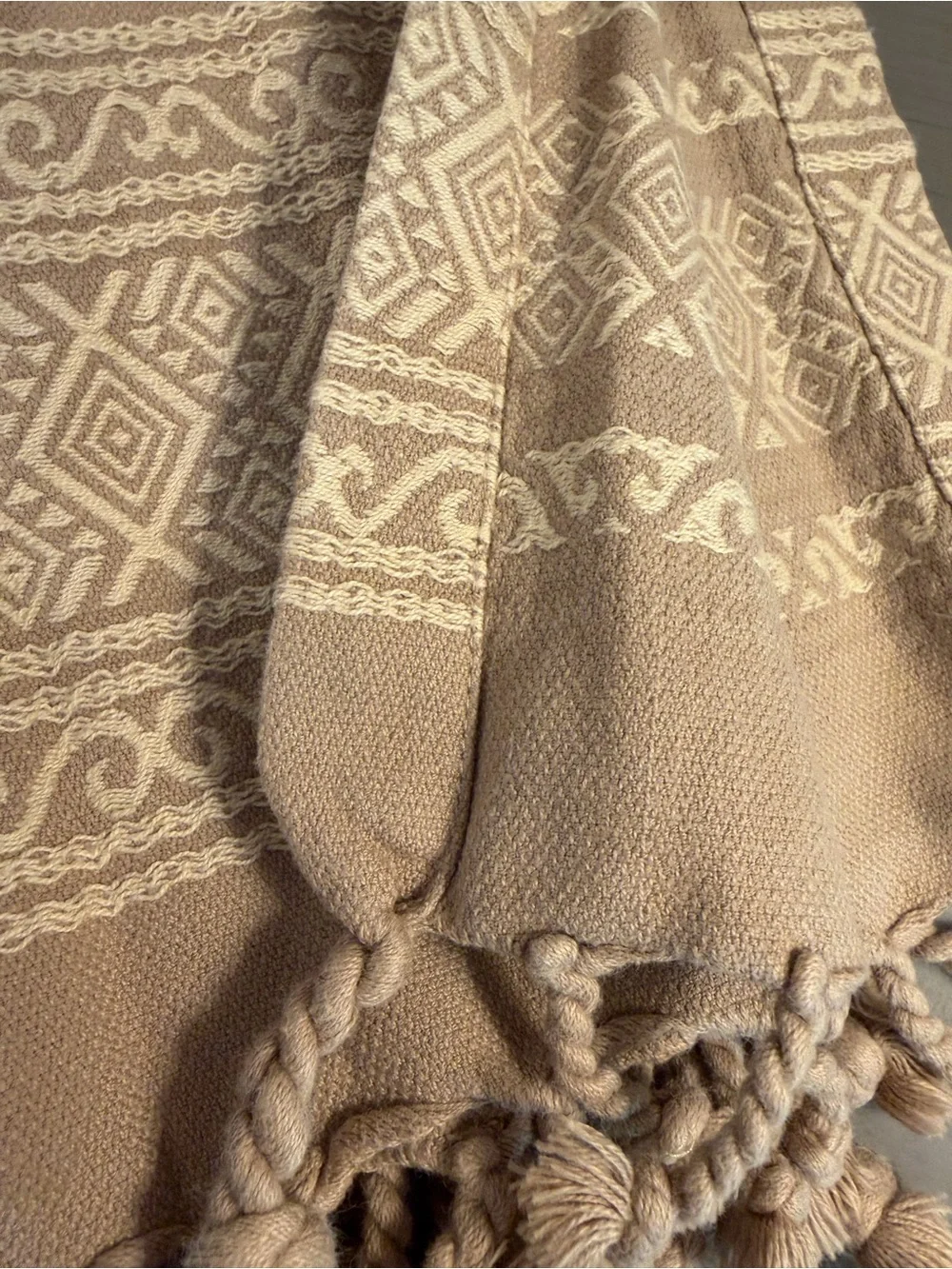 Pottery Barn Cotton Rope Fringe Napkins SET OF 6 Tan Neutral Boho Southwestern